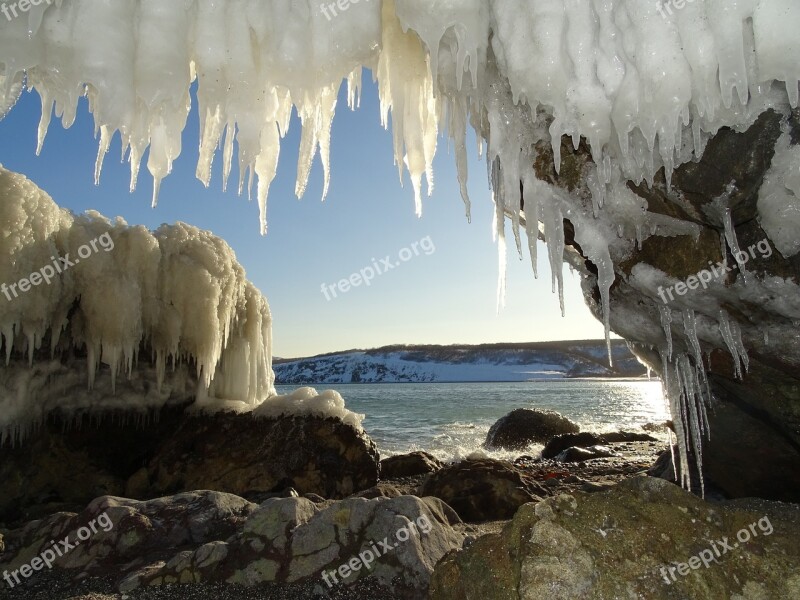 The Pacific Ocean Beach Icicles Coast Frazil