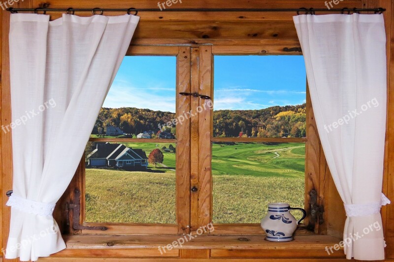 Rustic Look Village Curtain Window House