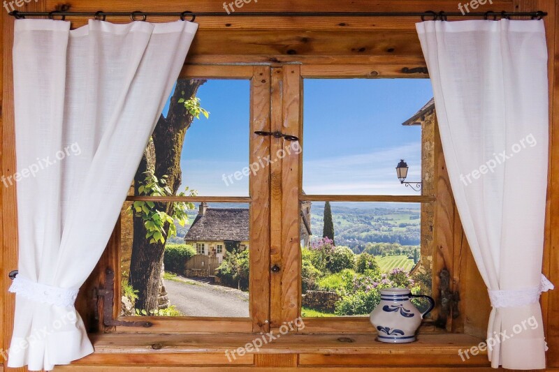 Rustic Look Village Curtain Window House