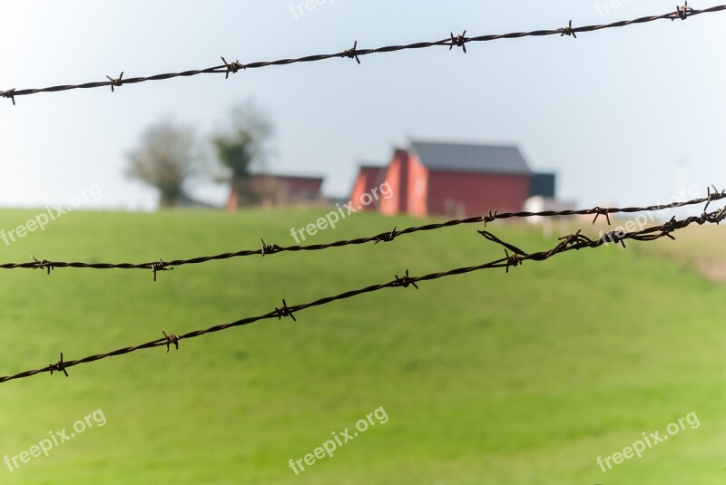 Wire Closing Barbed Wire Outdoor Blur