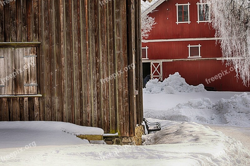 Winter Snow Old Farm Cold House