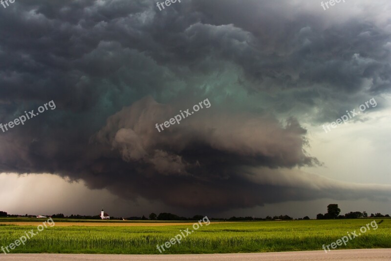 Storm Super Cell Wall Cloud Green A Thunderstorm Cell