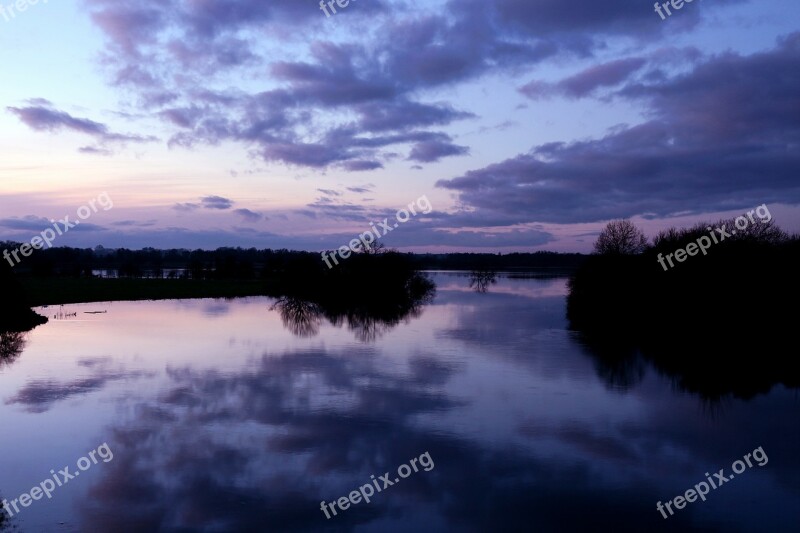 Waters Reflection Sunset Dusk Shannon