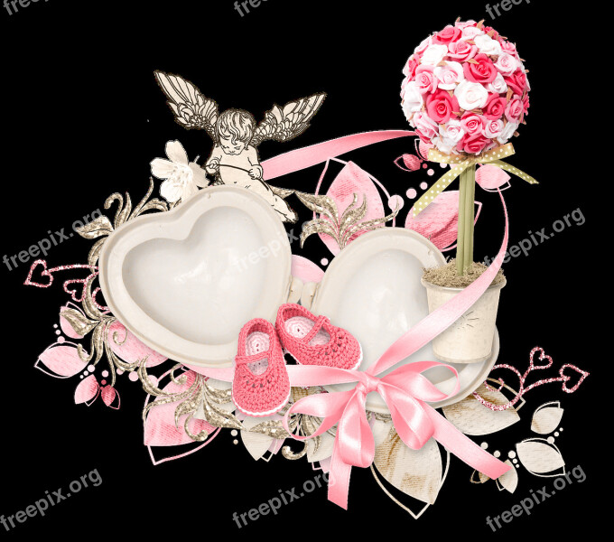 Cluster Heart Cupid Angel Rose