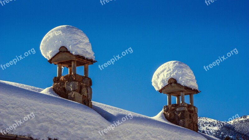 Snow Cold Fireplaces Structure Sky