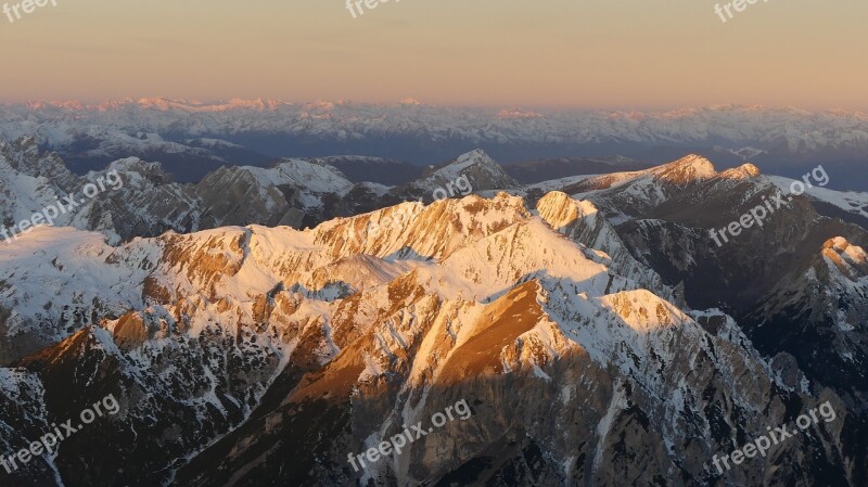 Dolomites Sunrise Dürrenstein Prague Free Photos