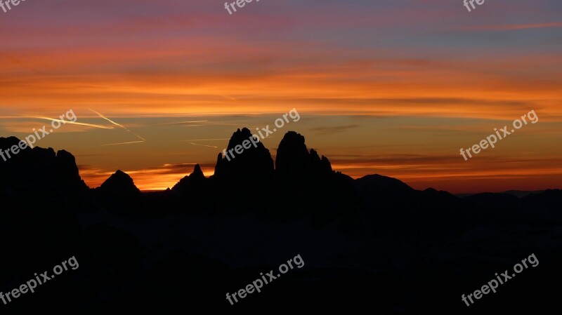 Dolomites Twilight Dürrenstein Three Zinnen Free Photos