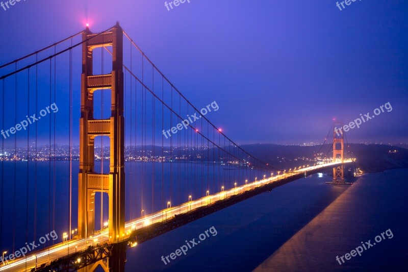 Bridge Dusk Sky Suspension Bridge Architecture