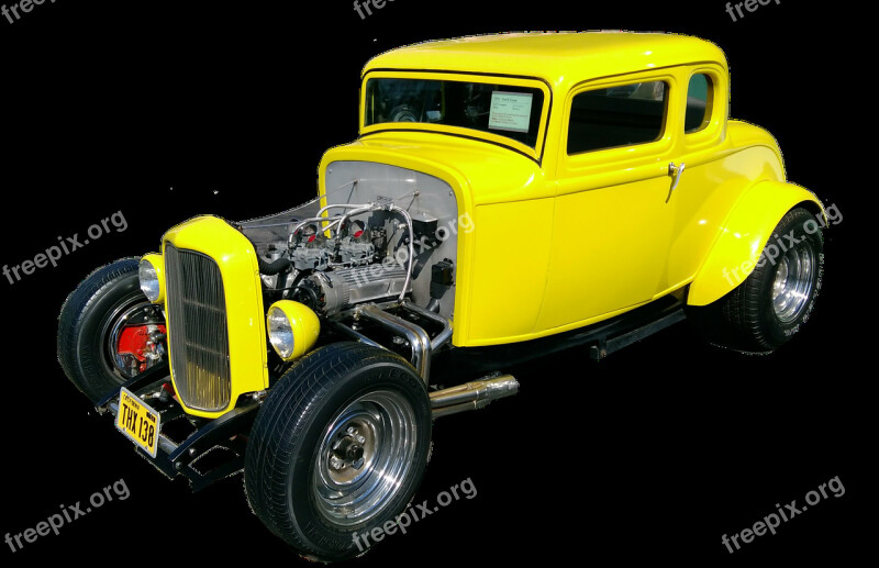 Automotive Yellow Classic Car Engine Tire