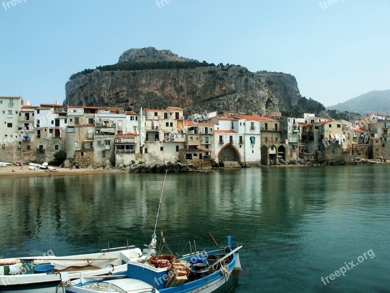 Cefalù Sicily Italy Boat Sea