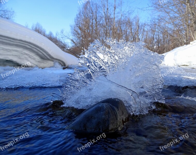 River Forest Winter Frost Cold