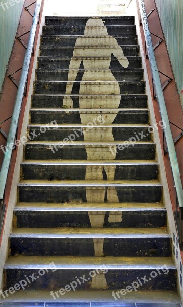 Graffiti Street Art Lady Stairs