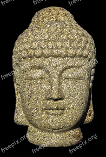 Buddha Figure Head Face Stone