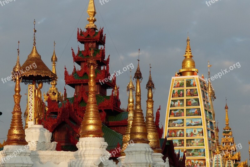 Temple Buddha Religion Gold Pagoda