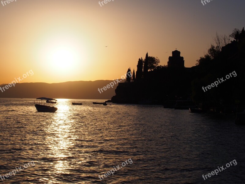 Sunset The Dawn Family Monolithic Part Of The Waters Sea The Sun