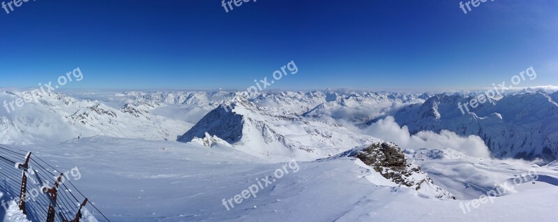 Snow Winter Panoramic Photo Coldly Mountain