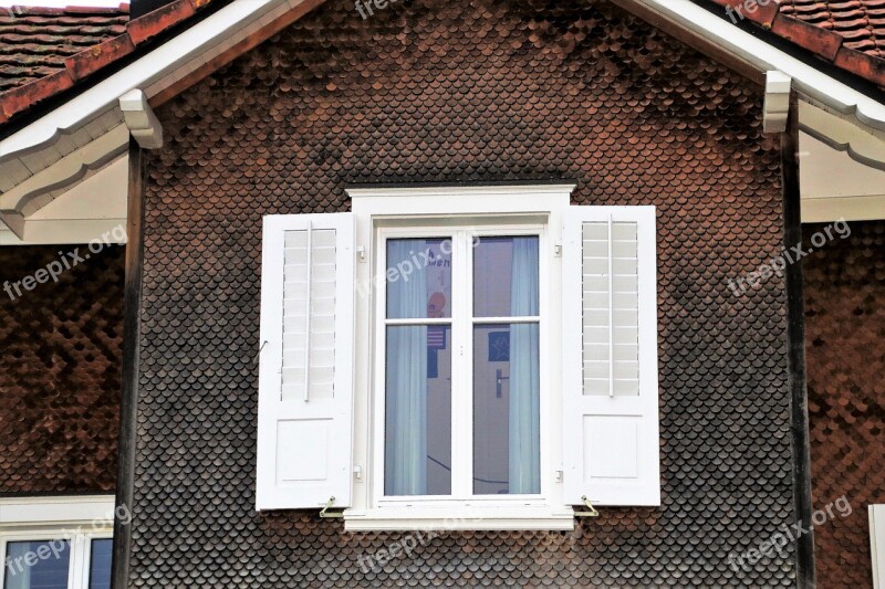 Attic Window Shutters Wooden House