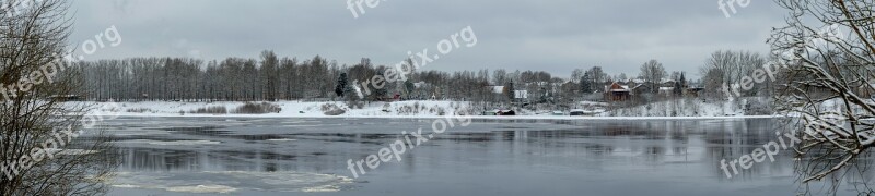 Water Panoramic Panoramic Photo River Winter