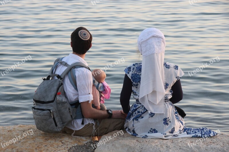 Israel Eilat Seafront Man Woman