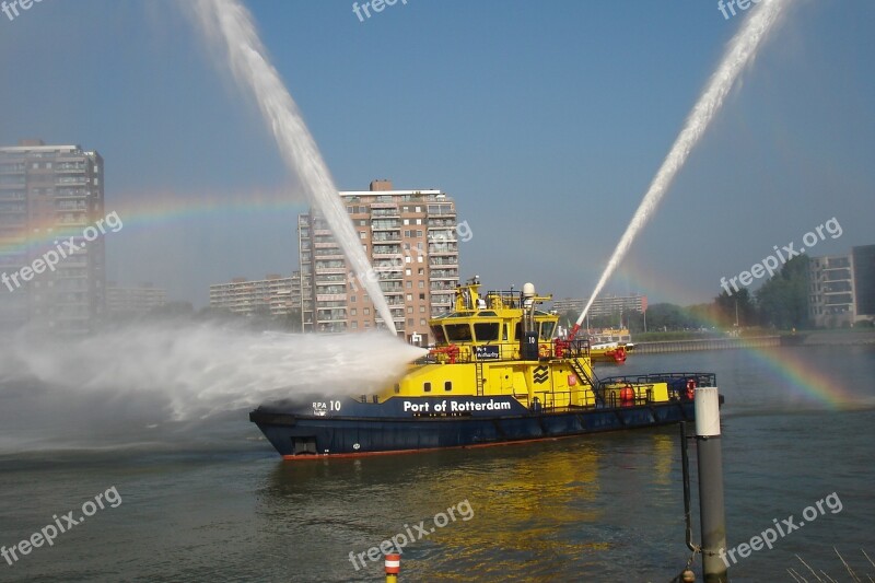 Rotterdam Port Fireboat Water Shipping