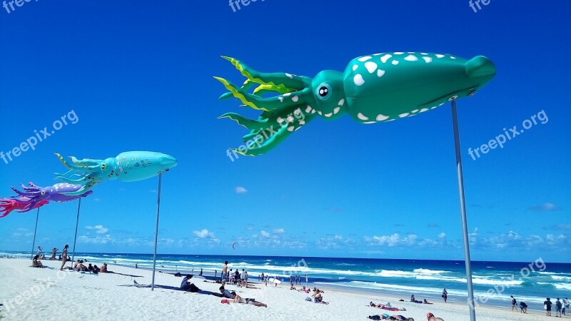 Relaxation Beach Flying Flag Squid Sunshine