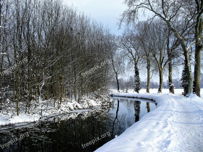 France Strasbourg Channel Winter Snow