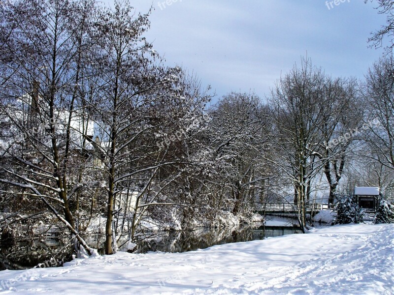 France Strasbourg Channel Winter Snow