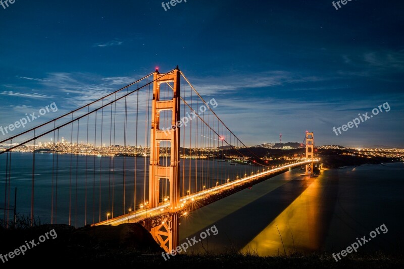 Bridge Suspension Bridge Water Sky Architecture