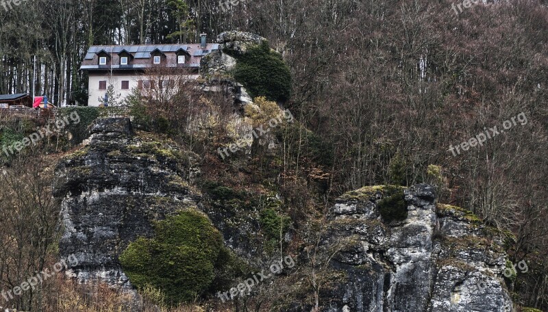 Rock Building Lonely House Landscape