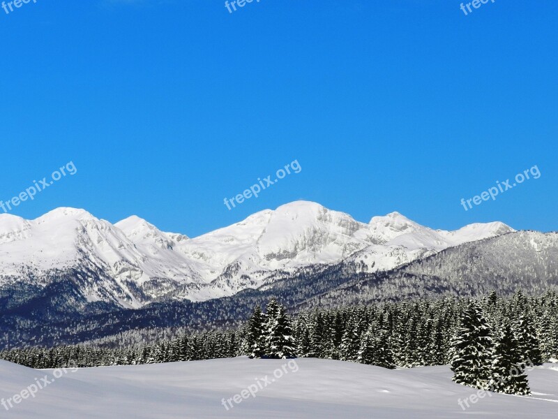 Snow Mountain Winter Overview Free Photos