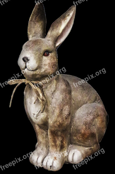 Hare Figure Ceramic Sculpture Rabbit Ears