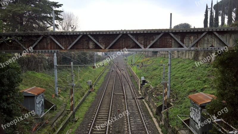 Railway Track Train Outdoors Nature Free Photos