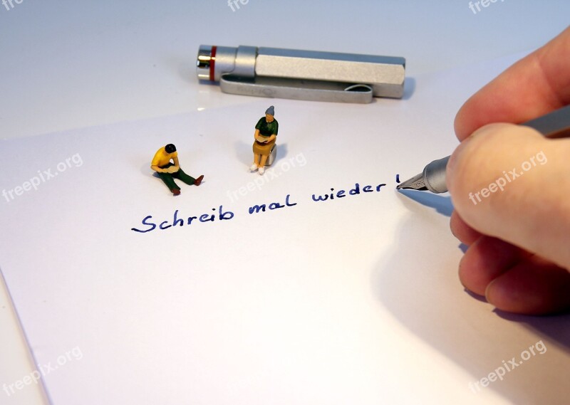 Write Fountain Pen Miniature Figures Paper Handwriting