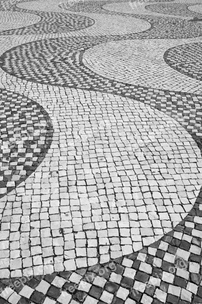 Mosaic Stone Pattern Wave Cobblestone