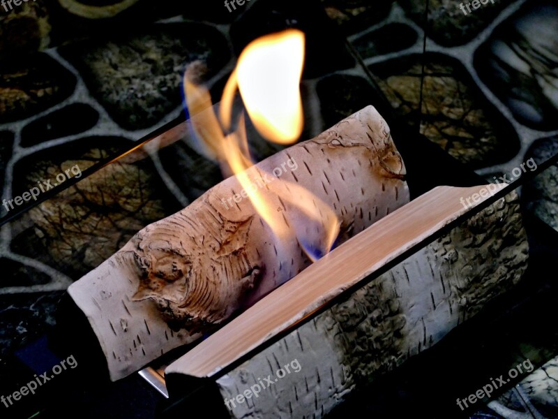 Bio Fireplace Burning Ceramic Birch