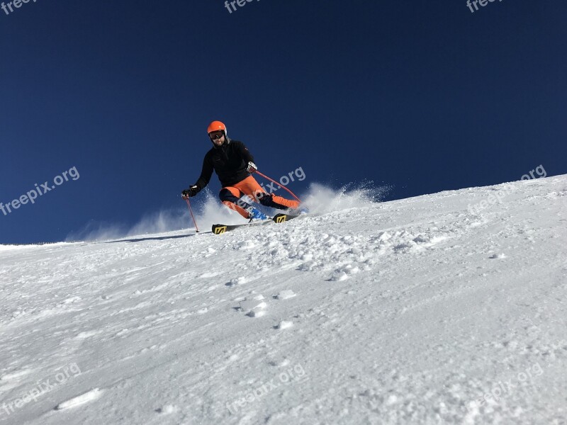 Snow Winter Skiers Ski Run Sport