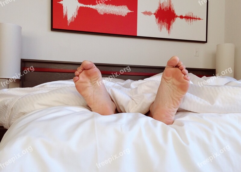 Person Bed Sleeping Feet Barefoot