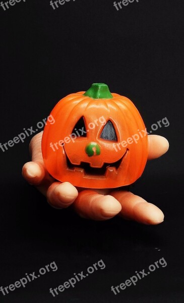 Halloween Pumpkin Hand Face Finger