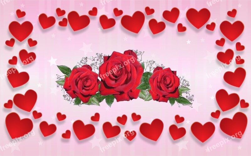 Valentine's Day Love Affection Heart Roses