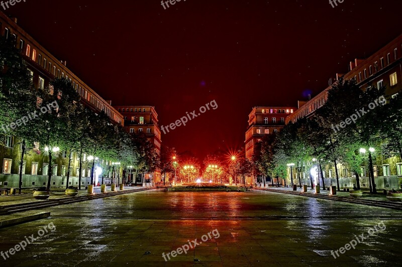 Nowa Huta Alley Rose Lit City Street