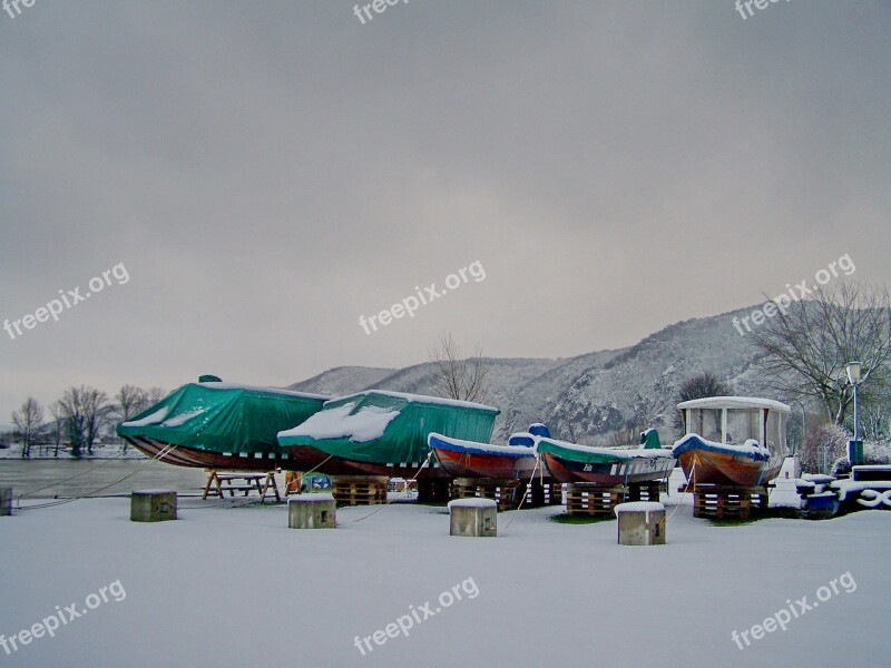 Snow Winter Boats Winter Mood Free Photos