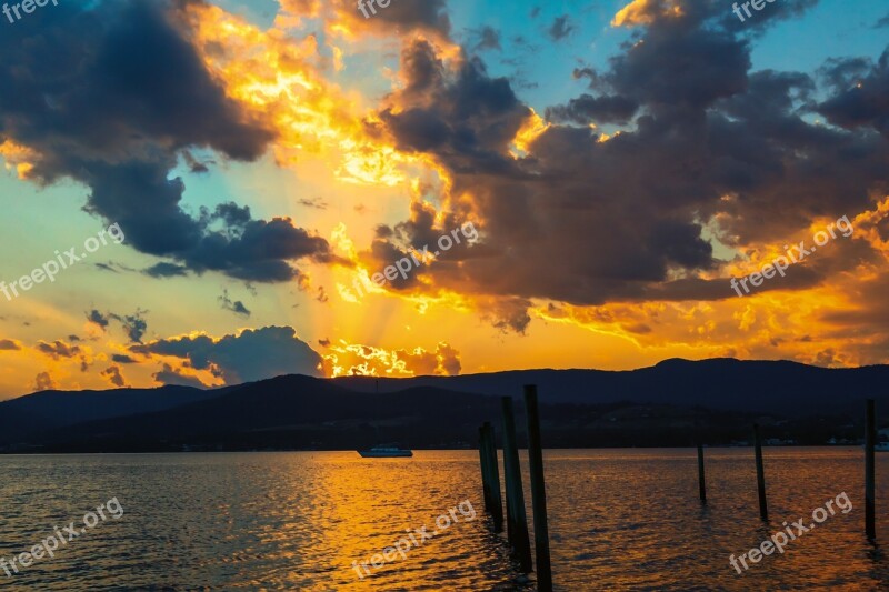 Australia Tasmania Sunset Water Dawn