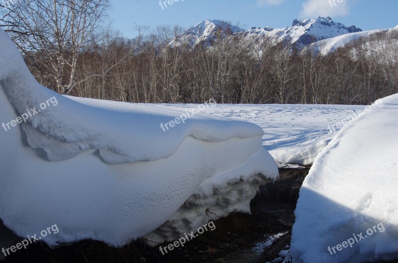 Winter Snow Snowdrifts Creek Forest