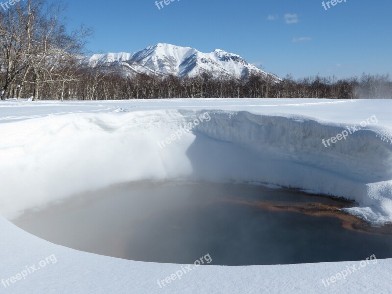 Winter Snow Snowdrifts Frost Hot Spring