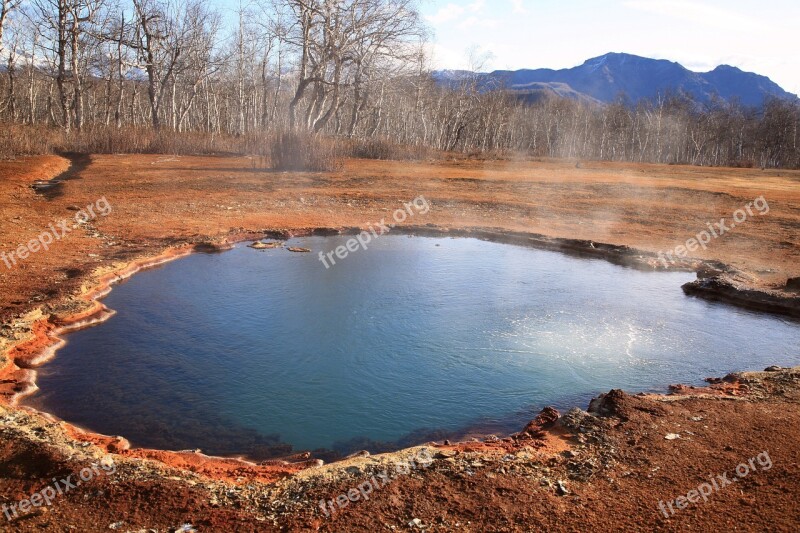 Hot Spring Forest Mountains Boiling Water Silence