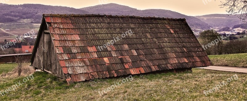 Field Barn Tile Roof Roof Storage Cellar Wooden Door