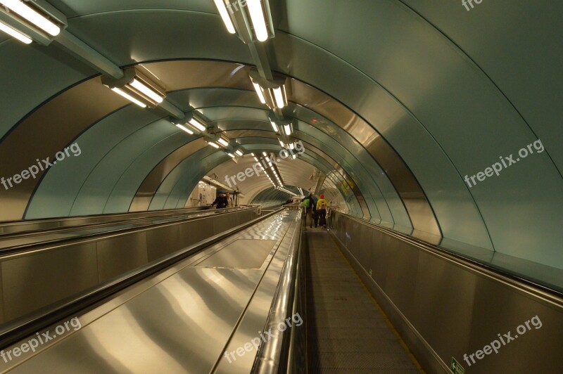 Metro The Transportation System Escalator Tunnel Train