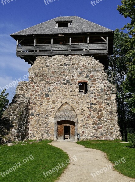 Castle Ruin Tower Building Outlook