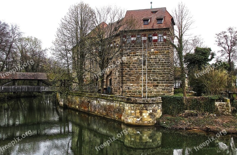 Moated Castle Water Historic Center Historically Building