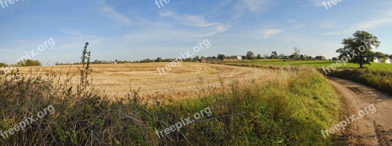 Nature Panoramic Landscape Field Sky